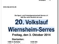 Flyer: 20. Volkslauf Wiernsheim-Serres